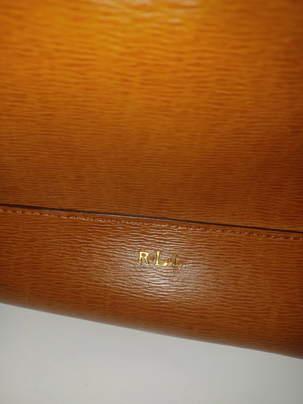 Lauren Ralph Lauren Brown Leather Drawstring Satchel with Gold Hardware